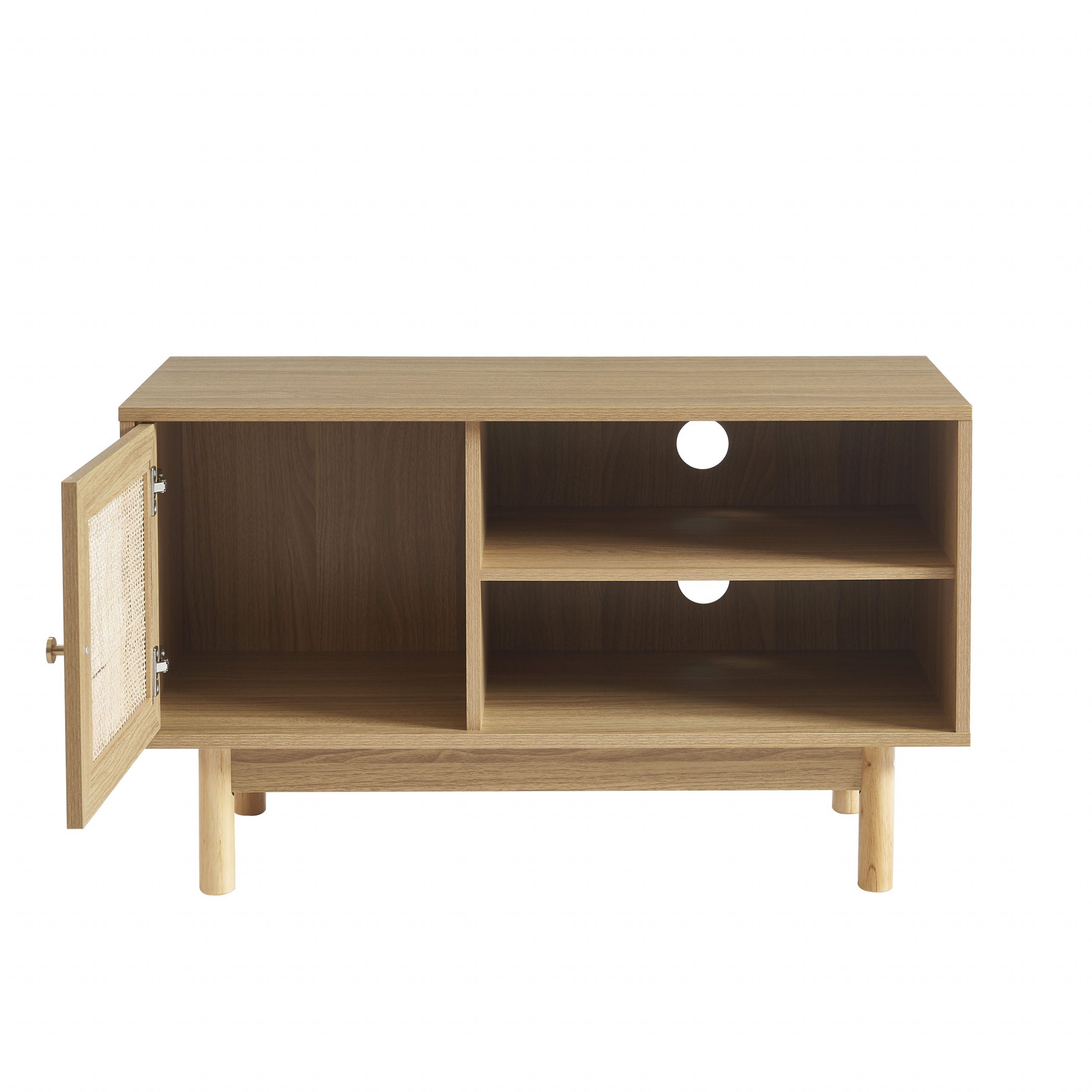 ONYX - Meuble tv effet chêne et cannage rotin 90 cm 2