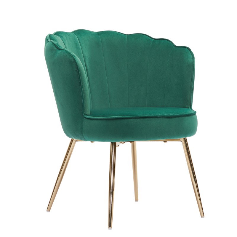 fauteuil-callista Fauteuil Coquillage en velours avec pieds dores PERIDOT – Gaucet