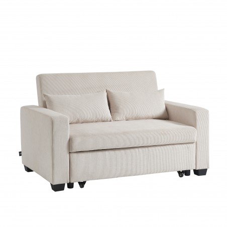 Canapé droit convertible velours côtelé 2 places CITRINE, vue 2 – Gaucet
