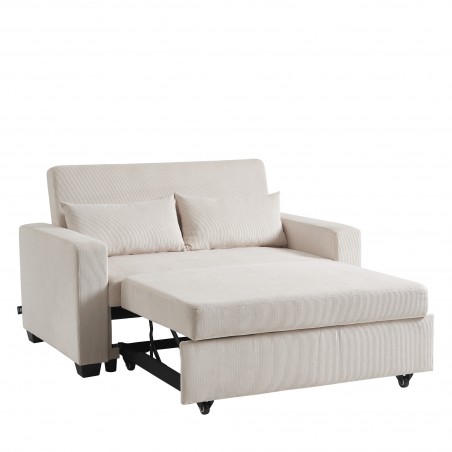 Canapé droit convertible velours côtelé 2 places CITRINE, vue 3 – Gaucet
