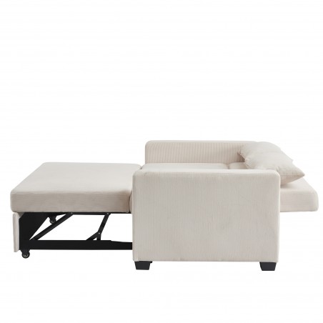 Canapé droit convertible velours côtelé 2 places CITRINE, vue 4 – Gaucet