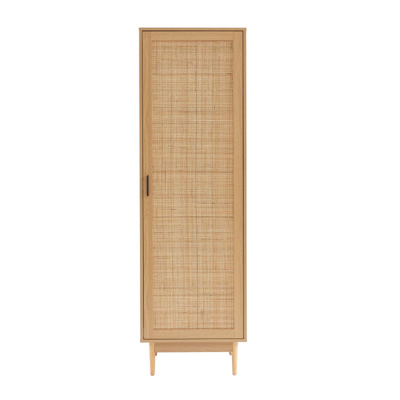 Armoire effet chêne et cannage rotin 1 porte H180cm ZIRCON – Gaucet
