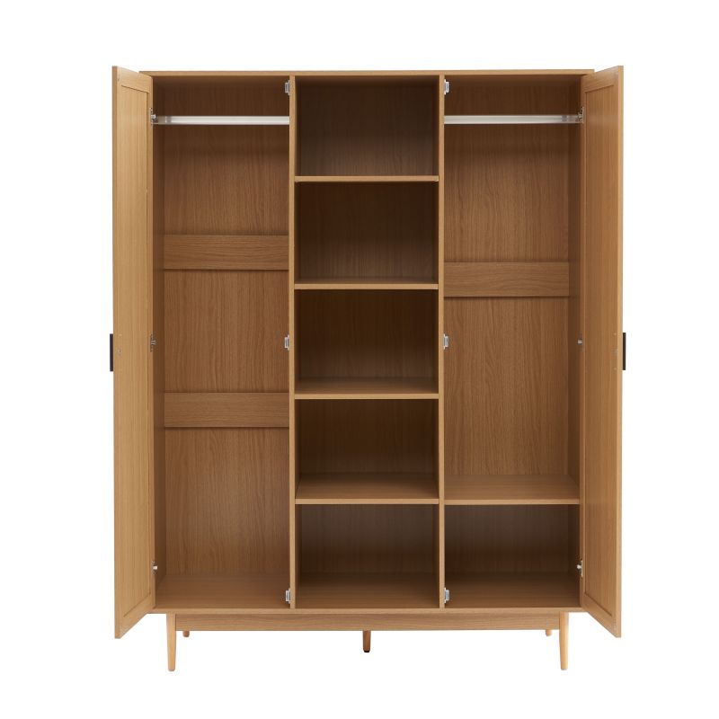 Armoire effet chêne et cannage rotin 2 portes 135 cm ZIRCON, vue 3 – Gaucet