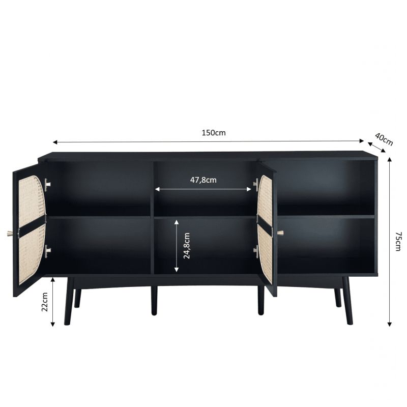 buffet-anatole-noir-et-cannage-rotin (3) Buffet noir et cannage rotin ZÉOLITE, vue 4 – Gaucet