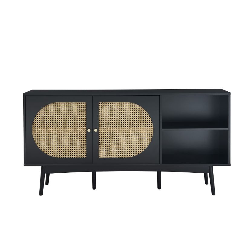 buffet-anatole-noir-et-cannage-rotin Buffet noir et cannage rotin ZÉOLITE – Gaucet