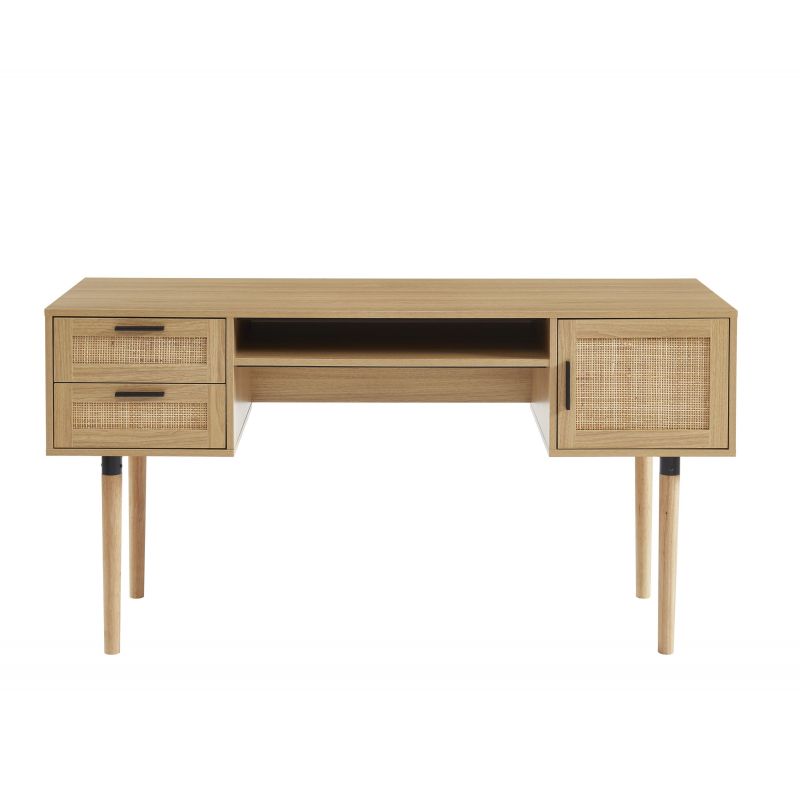 Bureau droit cannage rotin 150cm ZIRCON – Gaucet
