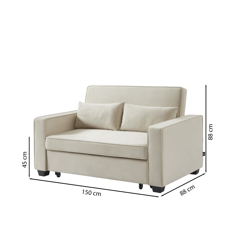 Canapé droit convertible velours 2 places ÉPIDOTE, vue 6 – Gaucet