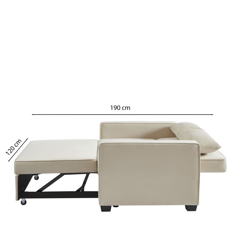 Canapé droit convertible velours 2 places ÉPIDOTE, vue 7 – Gaucet