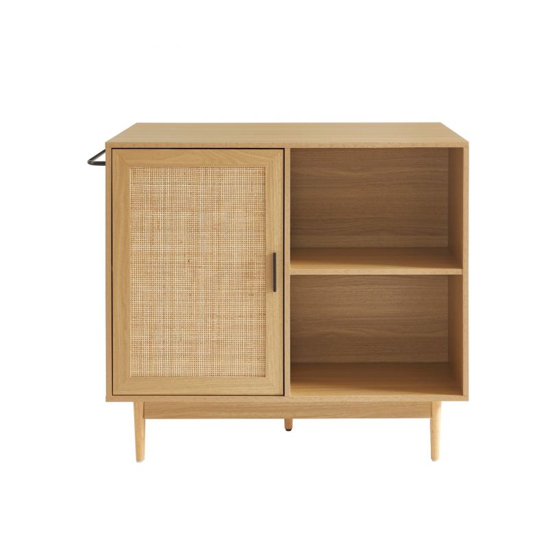 ilot-central-amana-effet-chene-et-cannage-rotin-100cm