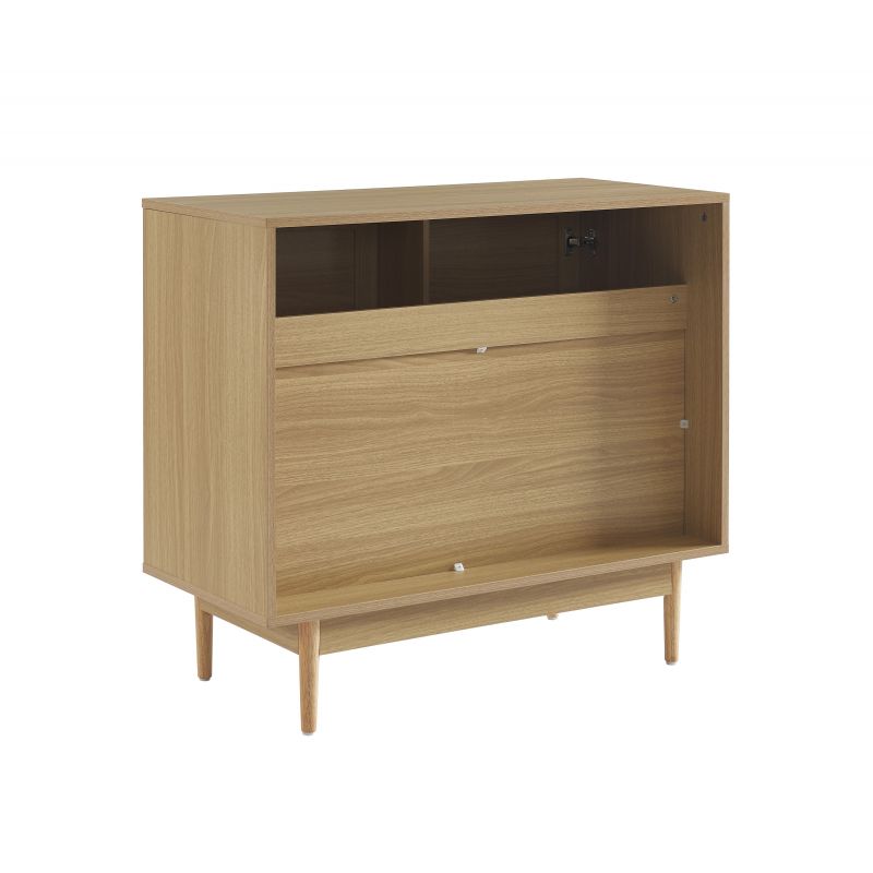Meuble sous lavabo effet chêne et cannage rotin 90cm ZIRCON, vue 4 – Gaucet