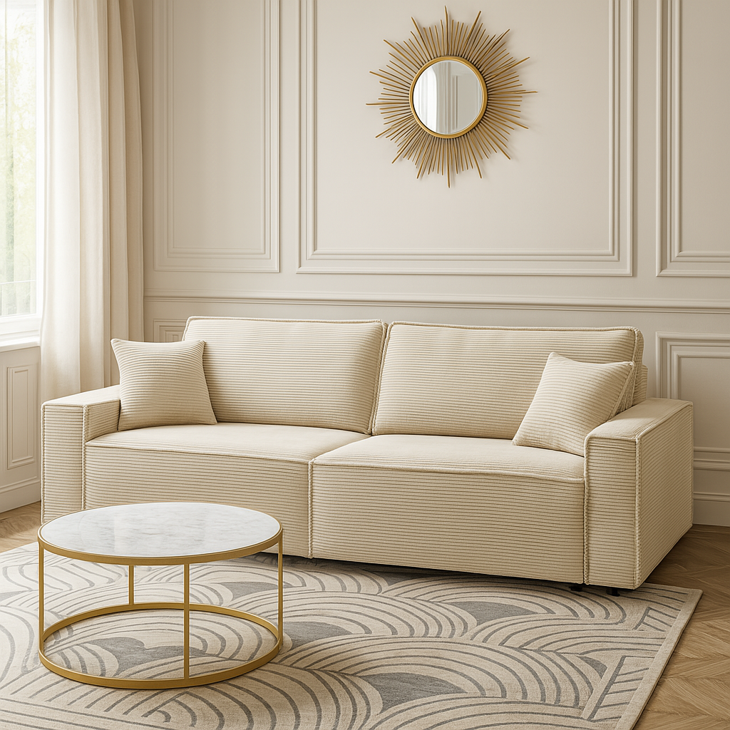 IOLITE - Canapé droit beige