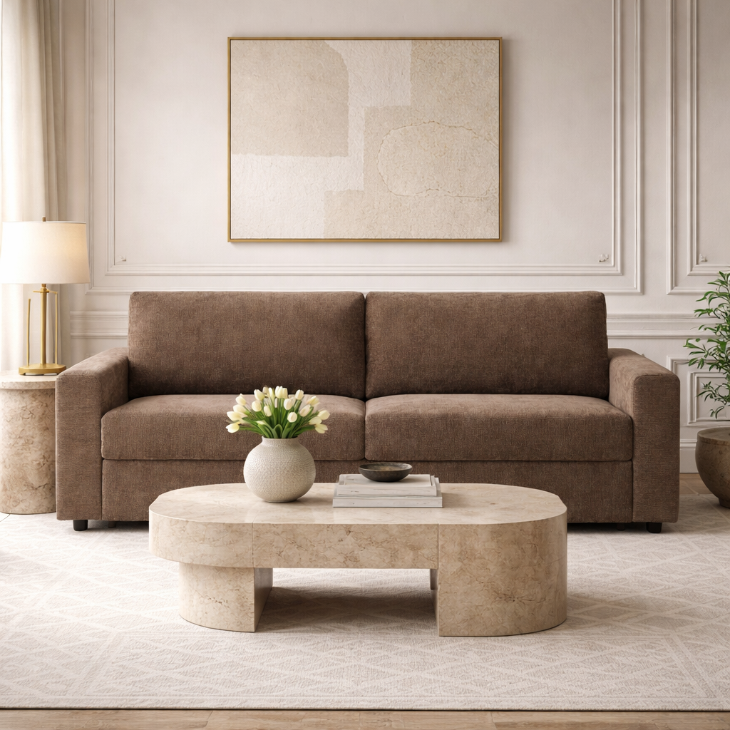 ZAYEN - Canapé droit convertible tissu 4 placesmarron3