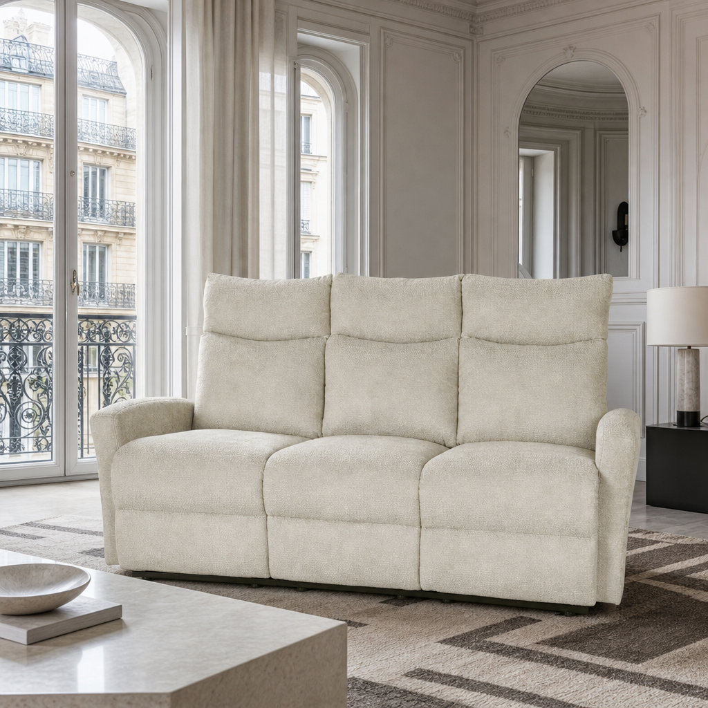 Canapé relax manuel tissu 3 places ECLIPSE, vue 2 – Gaucet