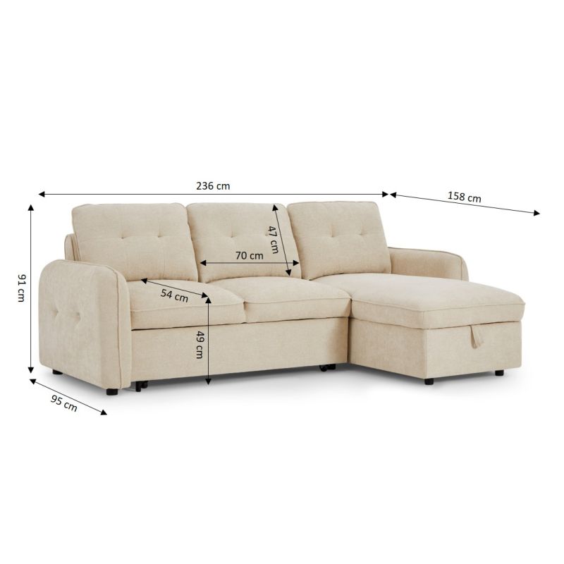 Canapé d'angle convertible réversible chenille 4 places ORVEA, vue 4 – Gaucet