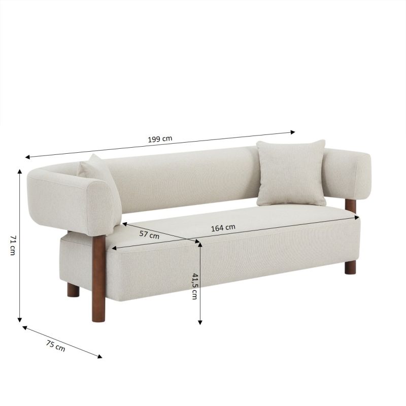 Canapé droit tissu 3 places RIVAGE, vue 3 – Gaucet