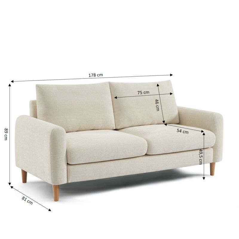 Canapé droit fixe tissu chenille 3 places VENDOME, vue 3 – Gaucet