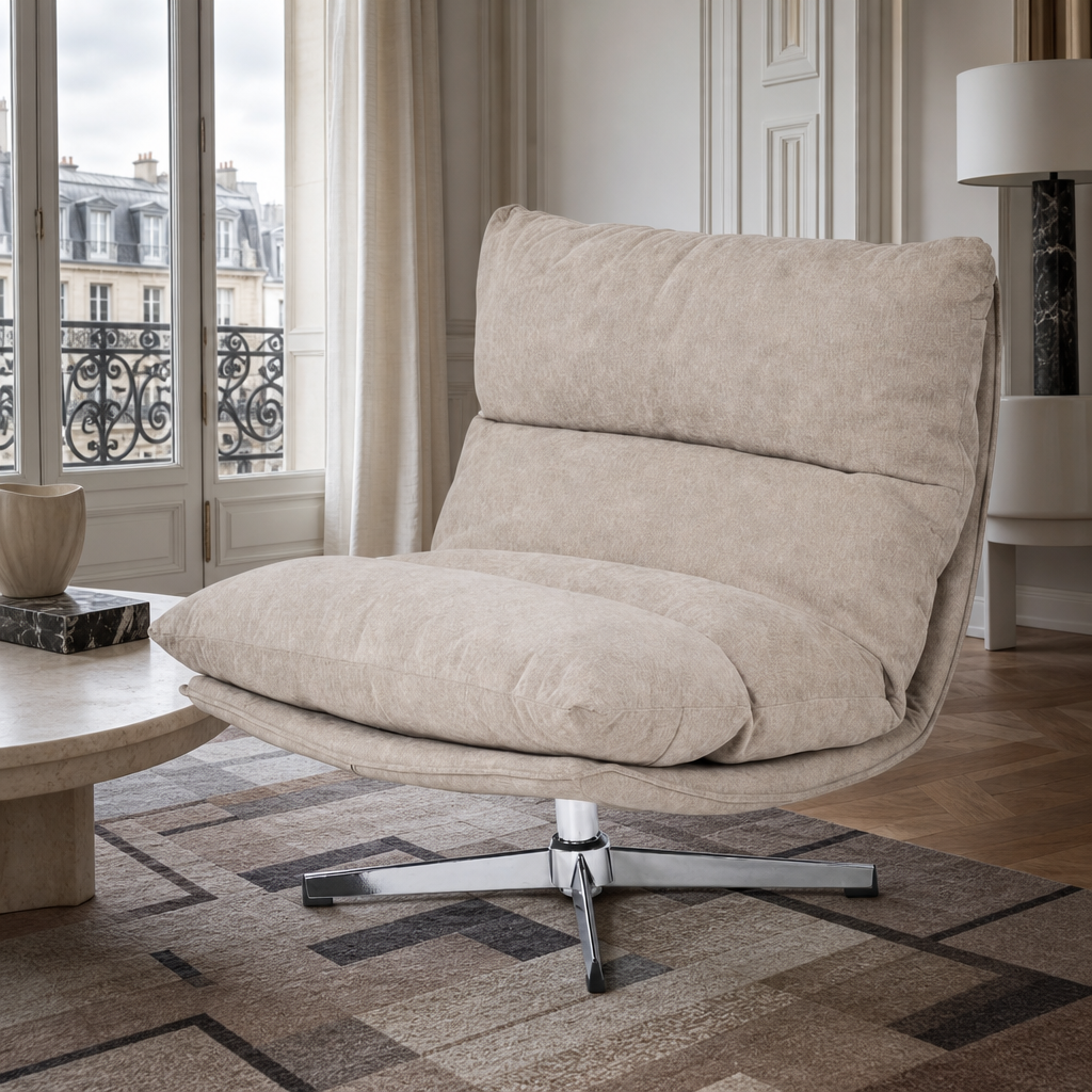 chantilly_taupe_ambiance Fauteuil rotatif tissu 1 place CHANTILLY, vue 2 – Gaucet