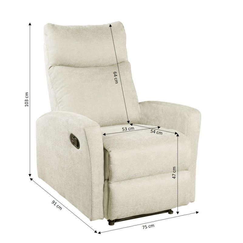 Fauteuil relax manuel tissu 1 place ECLIPSE, vue 9 – Gaucet