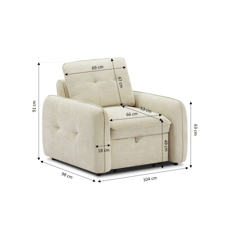 Fauteuil convertible chenille 1 place DEAUVILLE, vue 3 – Gaucet