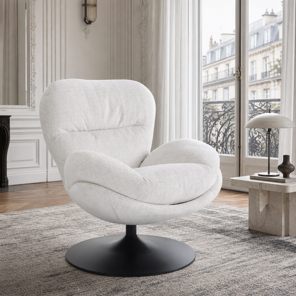 sevres_beige_ambiance Fauteuil rotatif tissu 1 place SEVRES, vue 2 – Gaucet