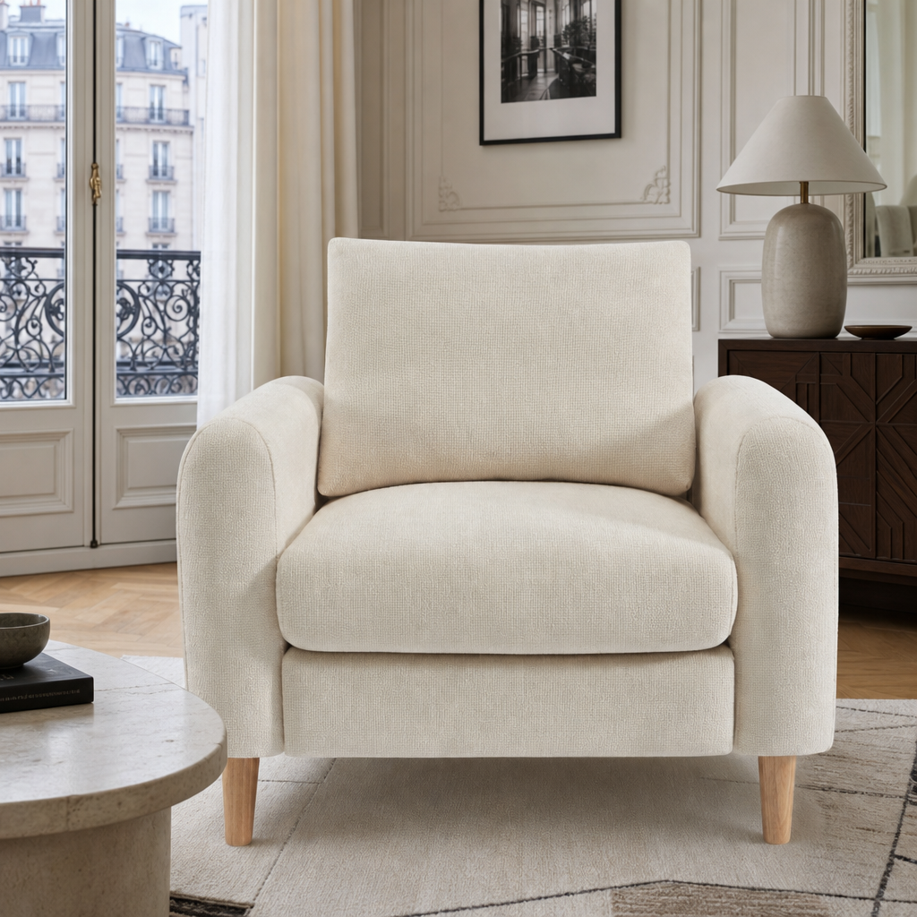 vendome_1pl_bg_ambiance Fauteuil fixe tissu chenille 1 place VENDOME, vue 2 – Gaucet