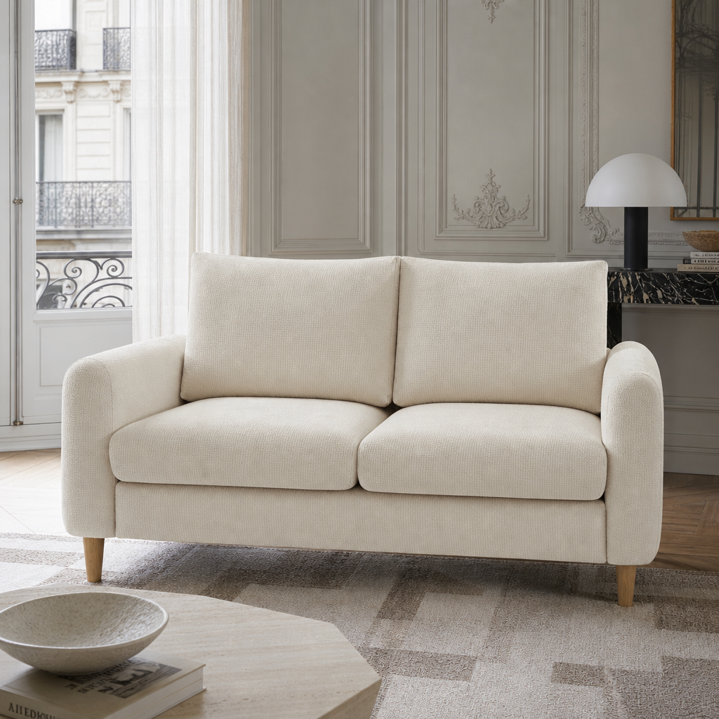 Canapé fixe droit tissu chenille 2 places VENDOME, vue 2 – Gaucet