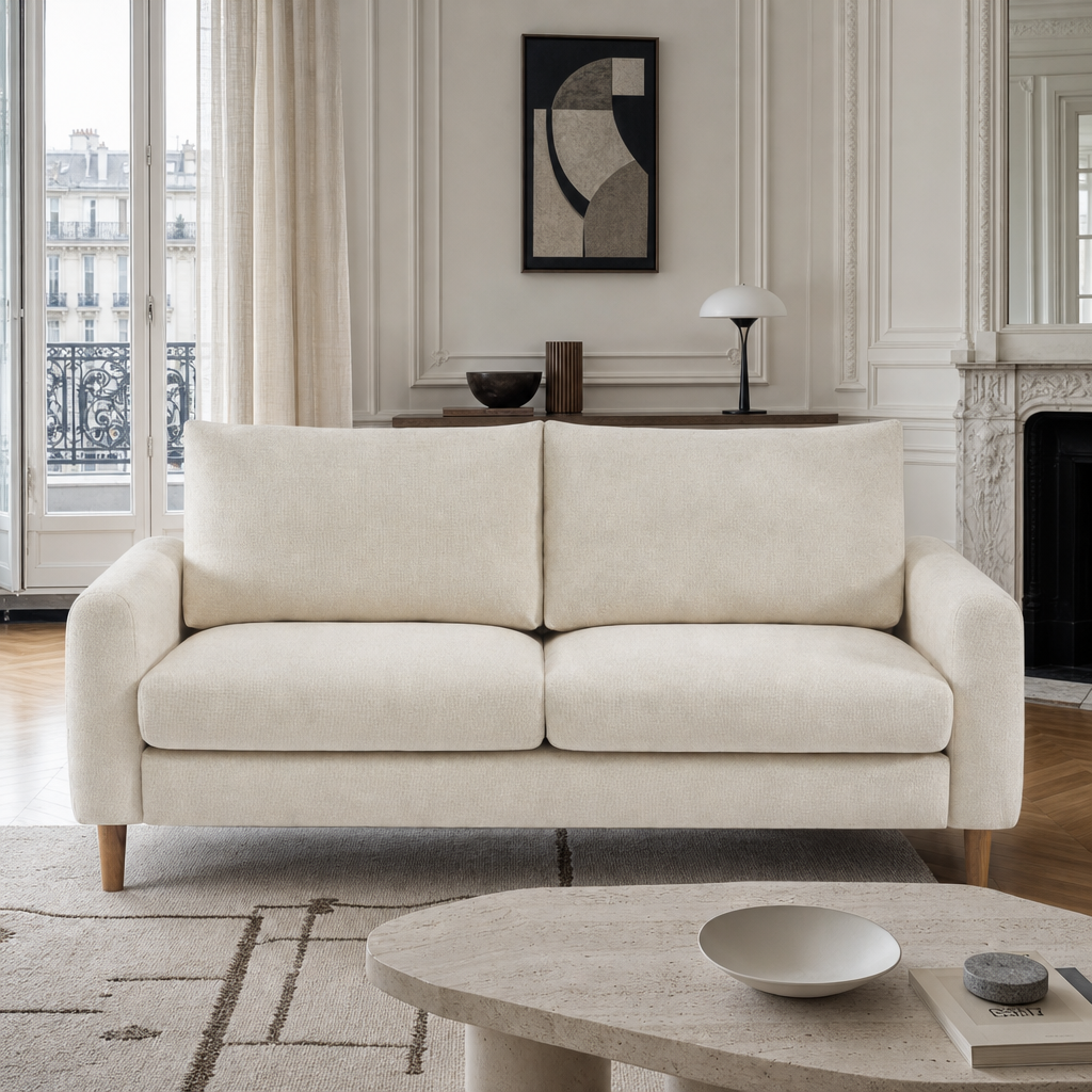 Canapé droit fixe tissu chenille 3 places VENDOME, vue 2 – Gaucet