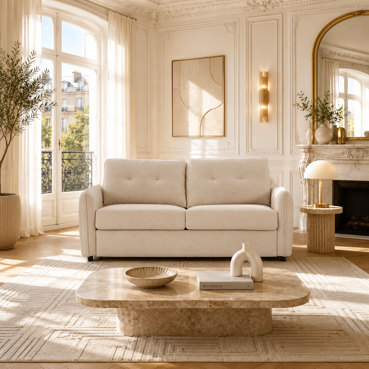 Canapé droit convertible express chenille 3 places ORVEA, vue 2 – Gaucet