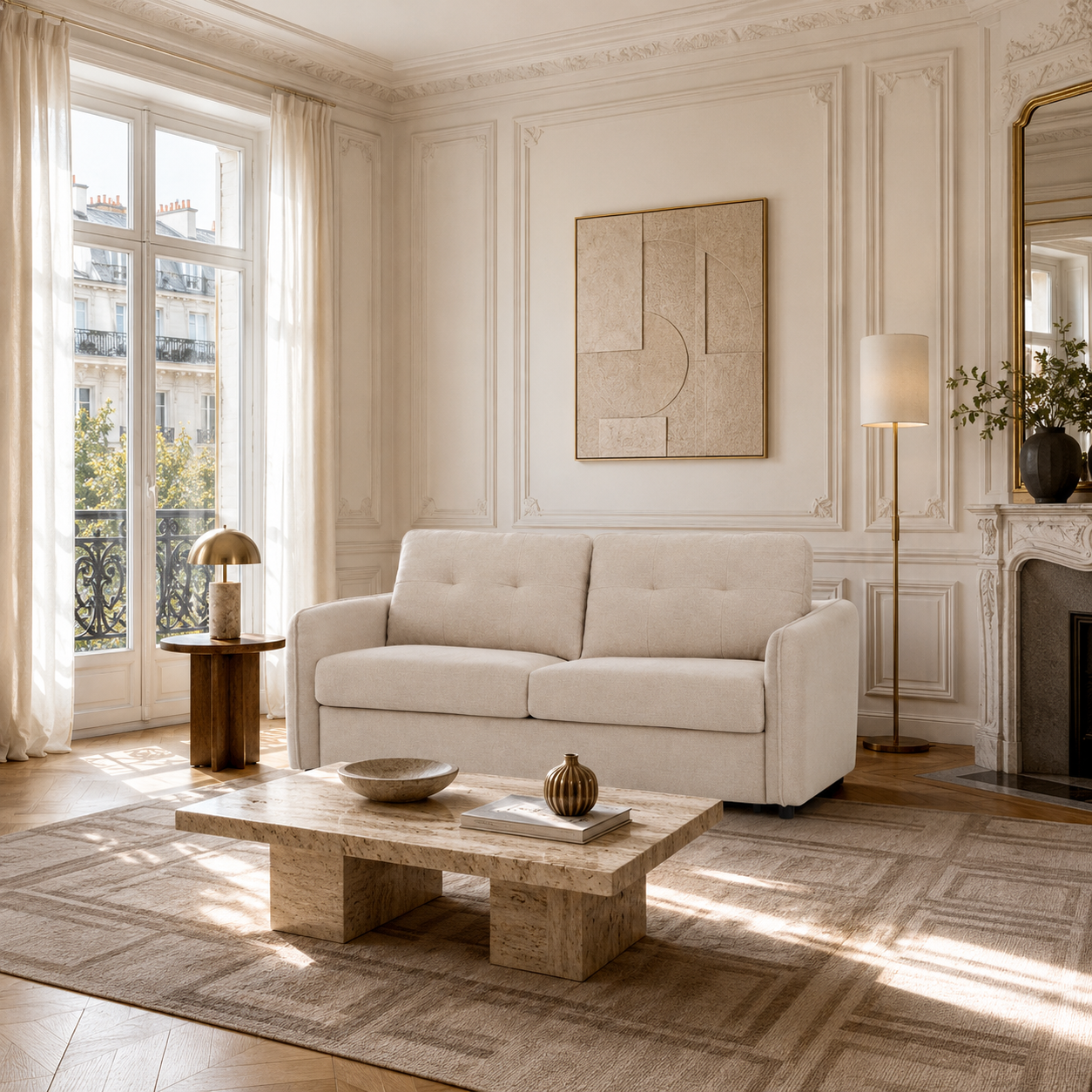 Canapé droit convertible express chenille 3 places ORVEA, vue 3 – Gaucet