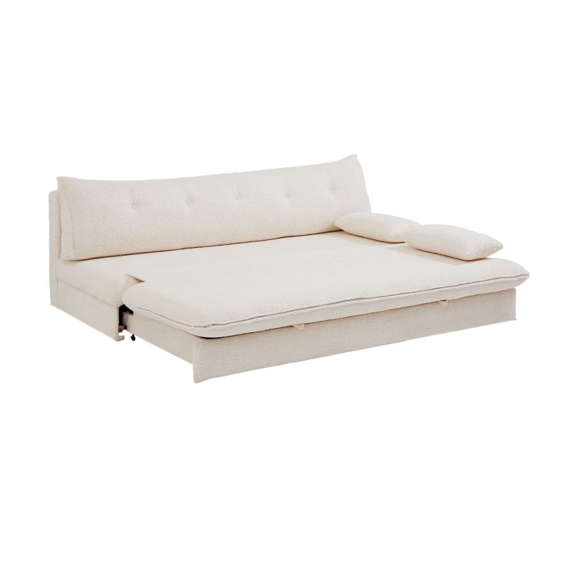 giverny-banquette-convertible-bouclette-bg-4 GIVERNY banquette convertible tissu bouclette 3 places beige – couchage déplié