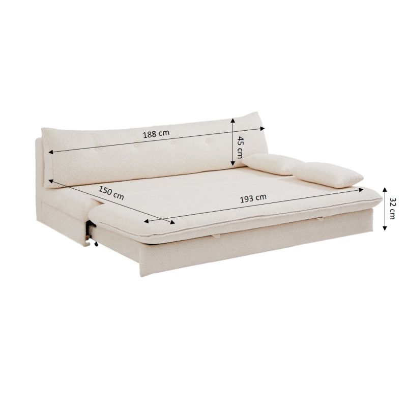 giverny-banquette-convertible-bouclette-bg-0 GIVERNY banquette convertible tissu bouclette 3 places beige – schéma du couchage
