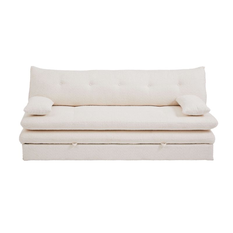 giverny-banquette-convertible-bouclette-bg-1 GIVERNY banquette convertible tissu bouclette 3 places beige – vue de face